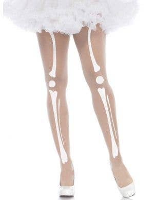 White Skeleton Bone Halloween Costume Accessory Stocking - Main Image