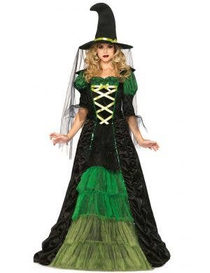Storybook Witch Womens Green Spellcaster Halloween Costume