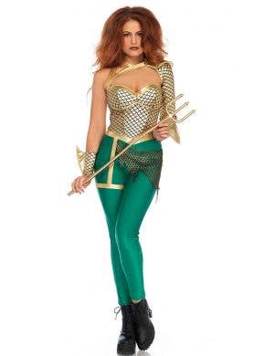 Women's Sexy Aqua Warrior Aquaman Costume Front View
