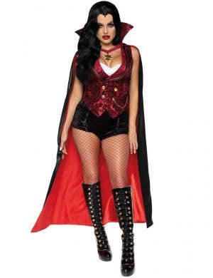 Women's Sexy Red and Black Vampire Costume - Front Image