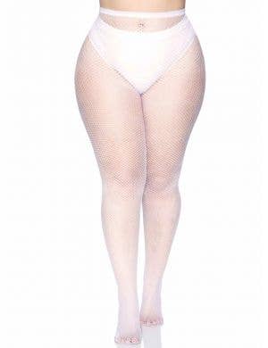 Women's White Plus Size Fishnet Stockings Main Image 