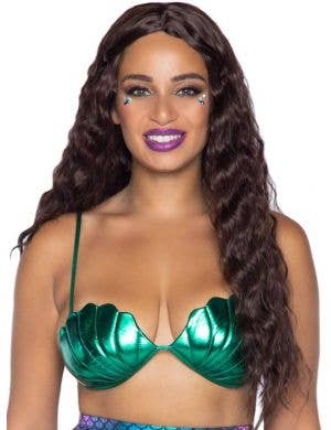 Sexy Metallic Green Mermaid Bra for Women - Front Image