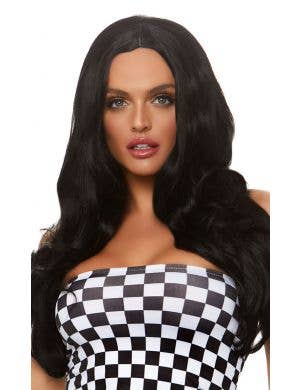 Long Black Wavy Deluxe Costume Wig For Women Main Image