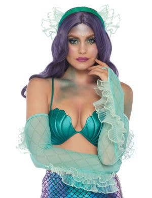 Women's Sea Foam Green Mermaid Mystical Headband And Gloves Costume Accessory Kit Main Image