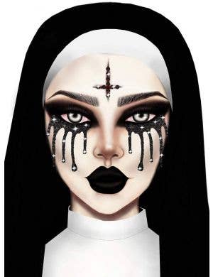 Possessed Nun Stick On Halloween Face Jewels