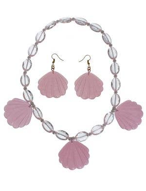 Image of B-Doll Pink Shell Necklace And Earrings Costume Jewellery Set