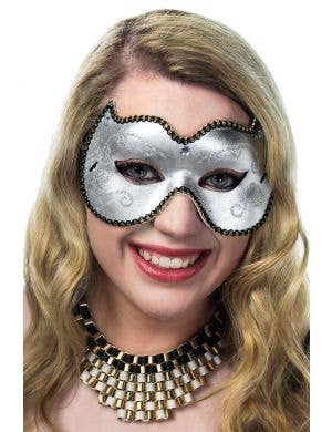 Fancy Silver Vinyl Womens Masquerade Mask