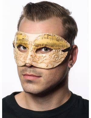 Music Notes Antique White Mens Masquerade Mask