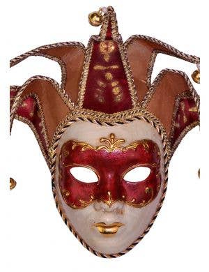 Deluxe Red Full Face Venetian Masquerade Mask