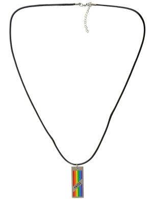 Image of Rainbow Pride Dog Tag Mardi Gras Costume Necklace - Main Image