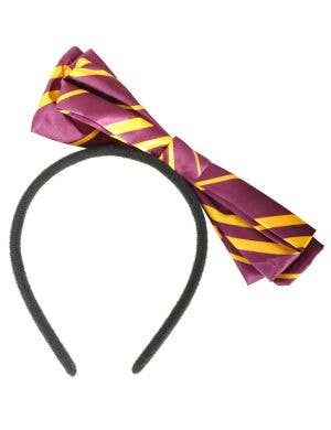 Image of Gryffindor Maroon and Gold Striped Bow on Headband - Main Image