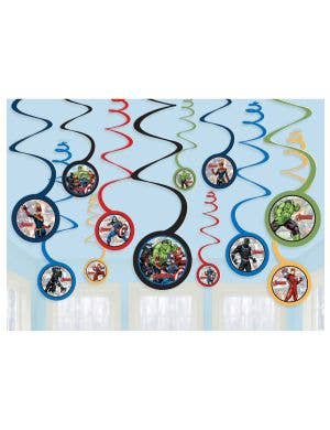 Image Of Marvel Avengers Powers Unite Hanging Spirals Party Decoration