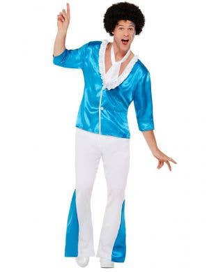 Blue and White Men's Groovy 1970's Costume - Main Image