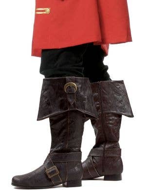 Deluxe Brown Leather Look Pirate Costume Boots