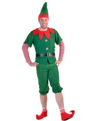 Image of Jolly Green Christmas Elf Men's Fancy Dress Costume - Main Image