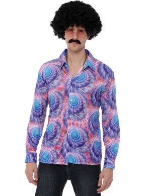 Boho Mens 70s Purple Disco Costume Shirt
