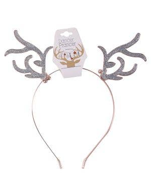Image of Sparkly Gold and Silver Glitter Reindeer Ears Christmas Headband