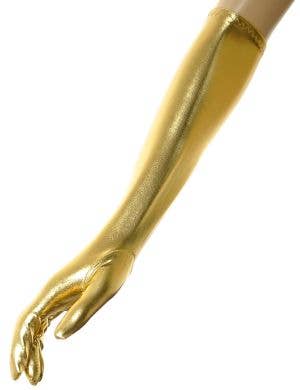 Image of Elbow Length Metallic Gold Costume Gloves