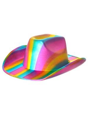 Image of Metallic Rainbow Striped Mardi Gras Cowboy Hat