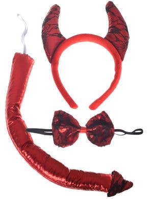 Image of Plush Metallic Red 3 Piece Devil Costume Accessory Kit - Main Image