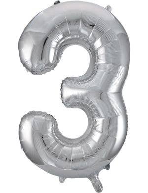 Image of Metallic Silver 84cm Number 3 Foil Balloon