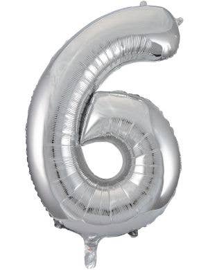 Image of Metallic Silver 86cm Number 6 Foil Balloon