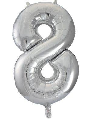Image of Metallic Silver 84cm Number 8 Foil Balloon