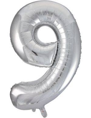 Image of Metallic Silver 84cm Number 9 Foil Balloon