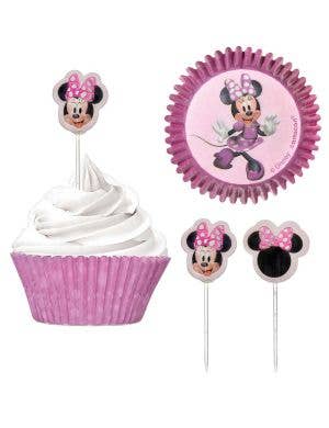 Image Of Minnie Mouse Forever 48 Pack Cupcake Pans and Picks Set