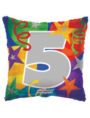 Image of Number 5 Multicolour 46cm Star Print Party Balloon