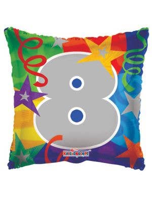 Image of Number 8 Multicolour 46cm Star Print Party Balloon