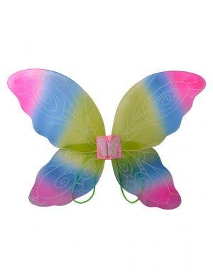 Pink, Blue and Green Girls Glitter Butterfly Wings Costume Accessory