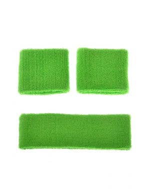 Green Neon Sports Wrist and Head Sweatbands Costume Accessories - Main Image