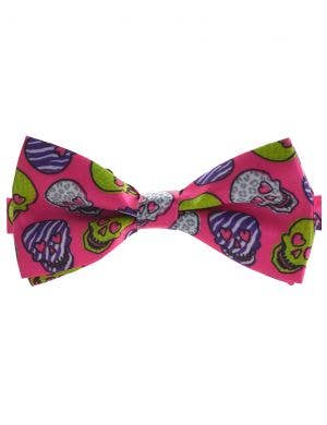 Pink Sugar Skull Printed Bow Tie Costume Accessory