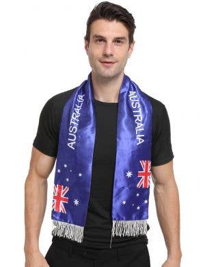 Aussie Flags on Fringed Australia Day Scarf Australia Day Merchandise - Alternate Image
