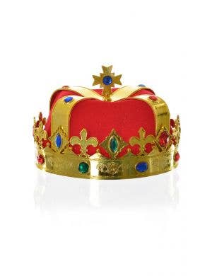 Adult's Royal Red And Gold King Queen Crown Costume Accessory Main Image 