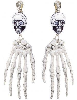 Skeleton Hand and Skull Clip On Costume Earrings