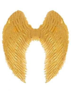 Gold Metallic Angel Wings with Mock Feathers