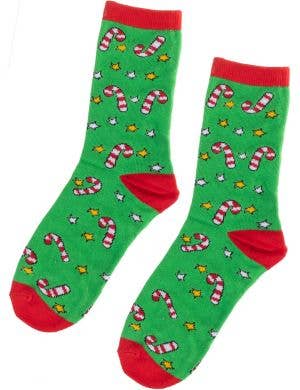 Red and Green Christmas Socks with Candy Canes