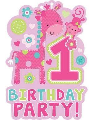 Image of One Wild Girl 1st Birthday 8 Pack Pink Party Invites
