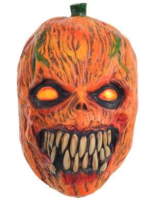 Image of Deluxe Evil Pumpkin Face Mask Halloween Costume Accessory - Front View