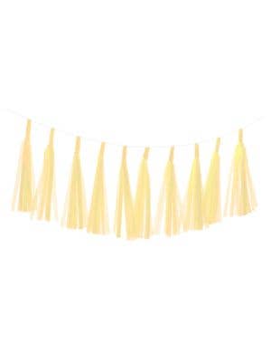 Image of Ivory Yellow 9 Pack 35cm Decorative Paper Tassels