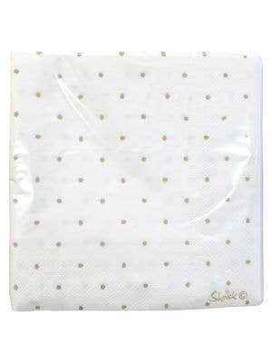 Image of White and Gold Polka Dot 20 Pack Napkins