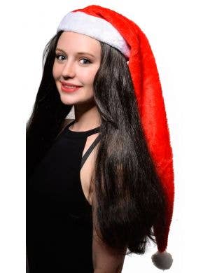 Extra Long Plush Christmas Santa Claus Costume Hat - Main Image