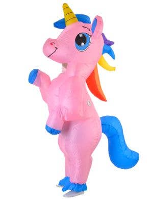 Image of Inflatable Pink Unicorn Adult's Fancy Dress Costume - Front Image