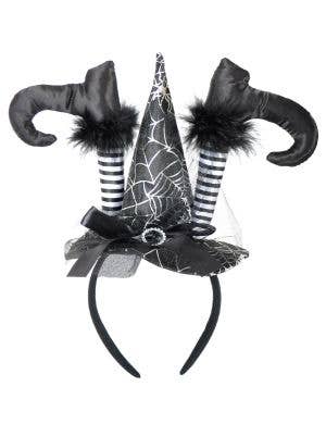 Image of Mini Black Witch Hat with Feet Halloween Headband