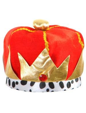 Image of Plush Red Velvet King Crown Costume Hat