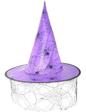 Image of Spider Web Witch Purple and Black Halloween Hat