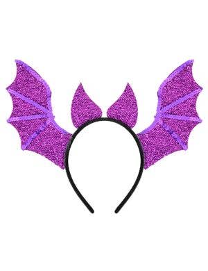 Image of Bright Purple Sparkly Bat Wings Costume Headband