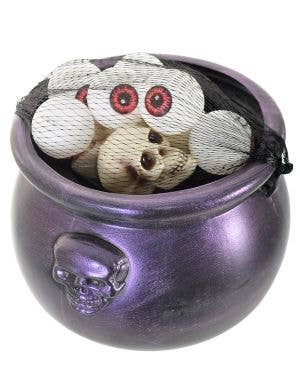 Image of Brewing Witch Cauldron Decoration with Eyeballs and Skulls